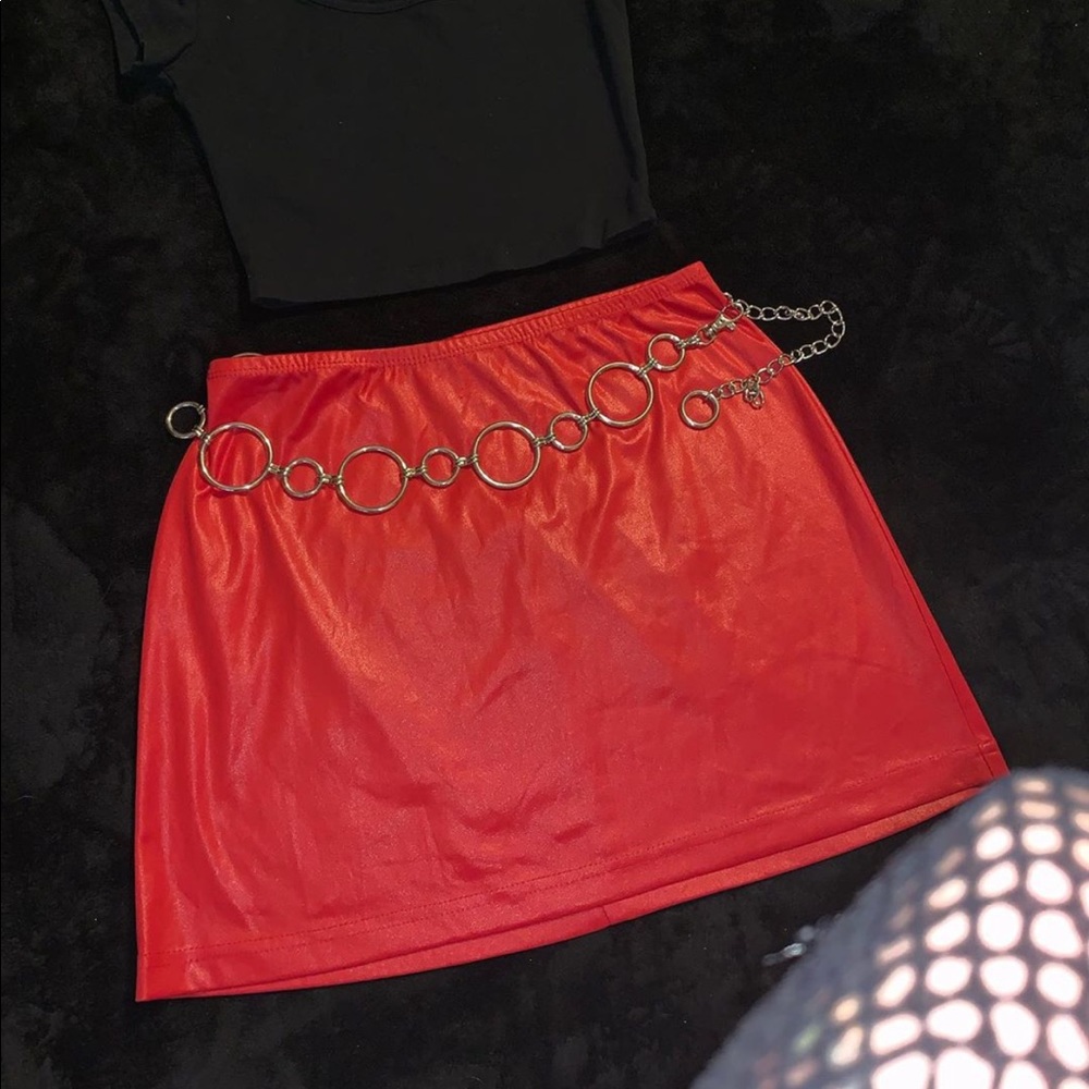 Red tube mini skirt